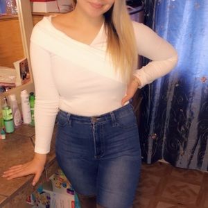 White off the shoulder shirt